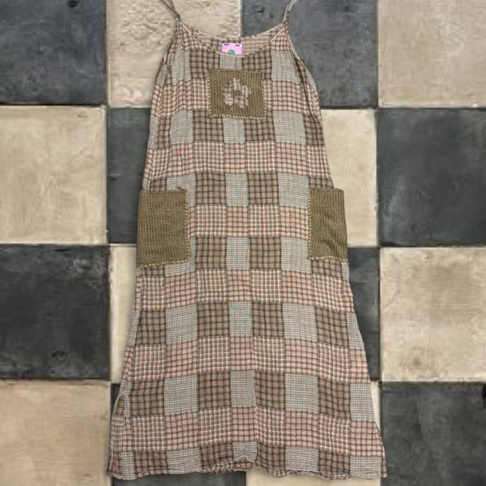 Unif patchwork brown plaid dress